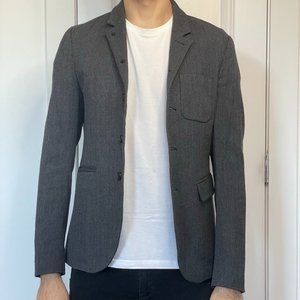 AllSaints Gray Tailored Fit Wool Blazer